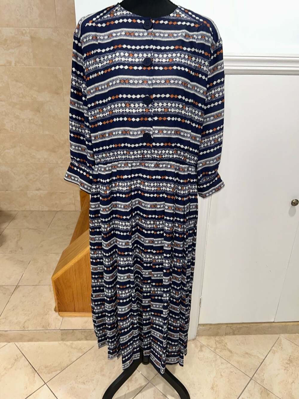 Mica Cara Italia Pleated Diamond Print Dress Multi Color Size 18